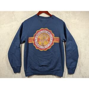 Disneyland DLR Distressed Logo Crewneck Navy Blue Sweatshirt Size SMALL Hanes
